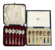 Cased set of six silver gilt coffee spoons