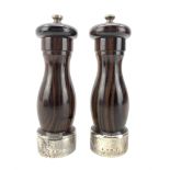 Pair of 1980s silver mounted salt and pepper mills by Charles S Green & Co Ltd