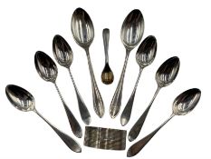 Set of six silver teaspoons by W H Haseler Ltd