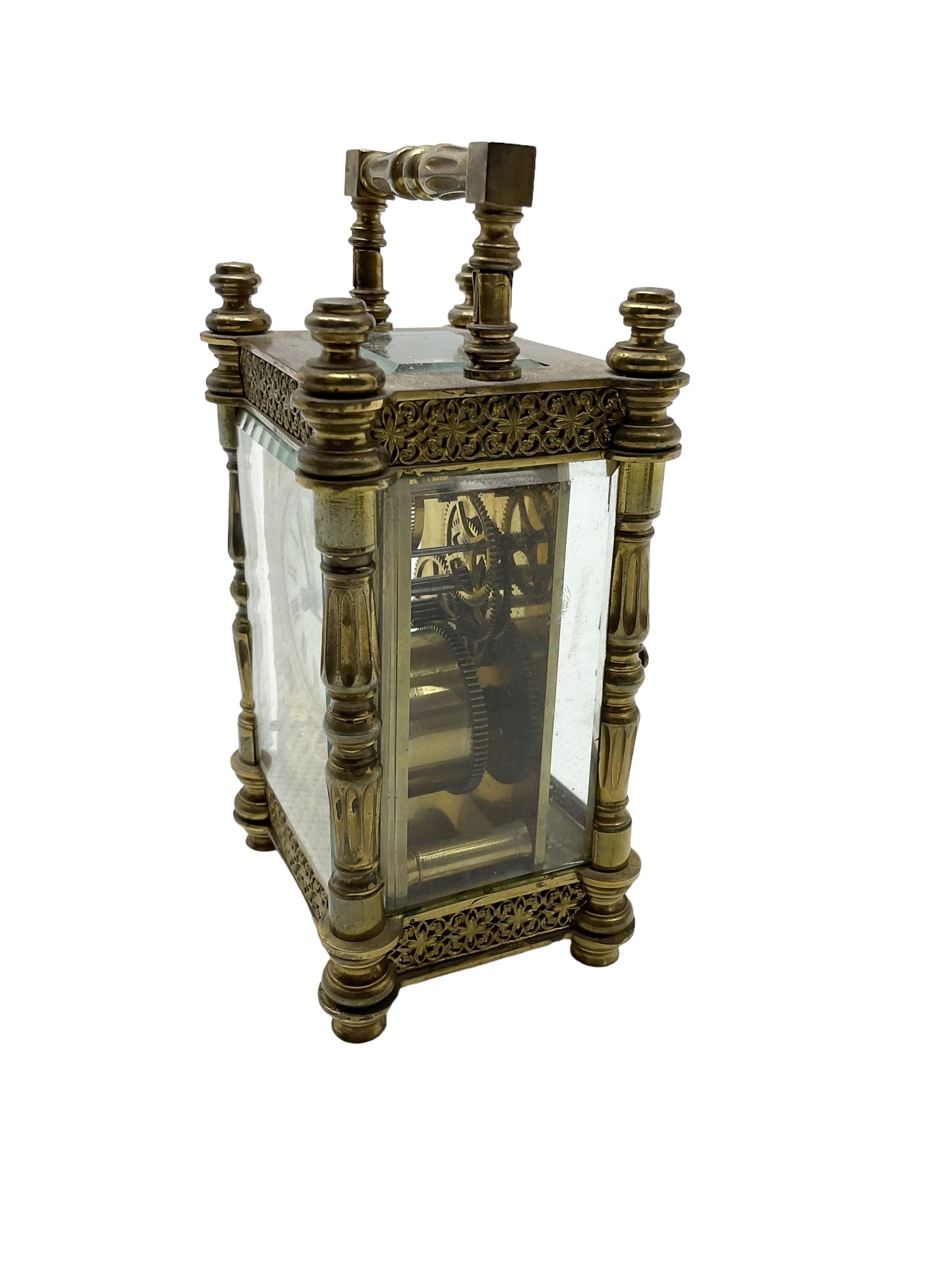 French - Edwardian timepiece 8-day carriage clock c1910 with a decorative case cast finished in high - Image 2 of 5