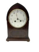 French - late 19th century 8-day mahogany cased Lancet clock with inlay