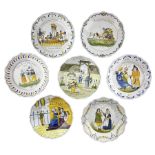 Seven 18th century style French Faience revolution commemorative plates