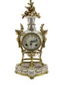 Hermele - 20th century porcelain and gilt mantel clock