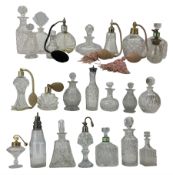Collection of early 20th century and later cut glass scent bottles and atomizers
