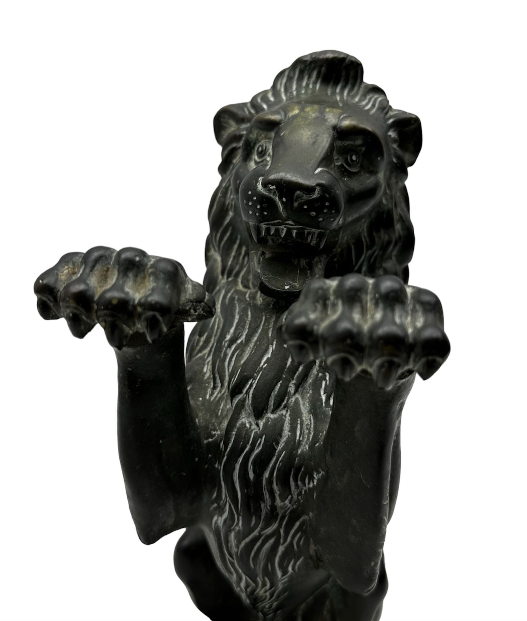 20th century bronzed metal figure of a Lion sejant on a bronze canted rectangular plinth base - Image 2 of 3