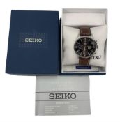 Seiko Chronograph FC Barcelona gentleman's wristwatch with leather strap