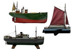Three scratch-built model boats comprising the Steam Drifter Lydia Eva YH89