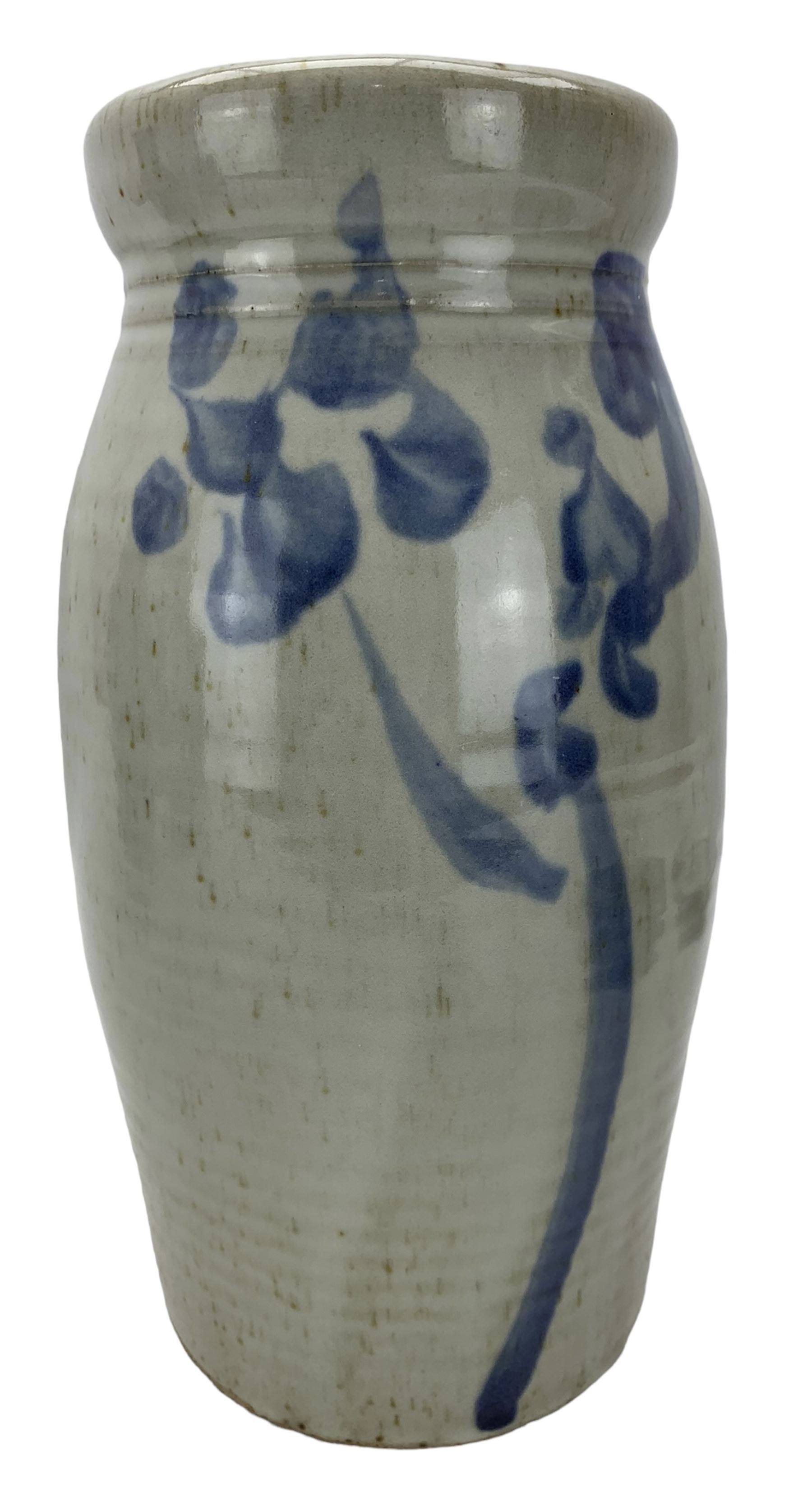 Rowlstone studio pottery vase by Michael Toovey of panel sided design with a brown glaze H30cm - Image 13 of 16