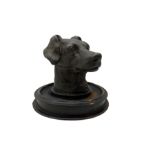 Early 20th century patinated spelter inkwell in the form of a dogs head