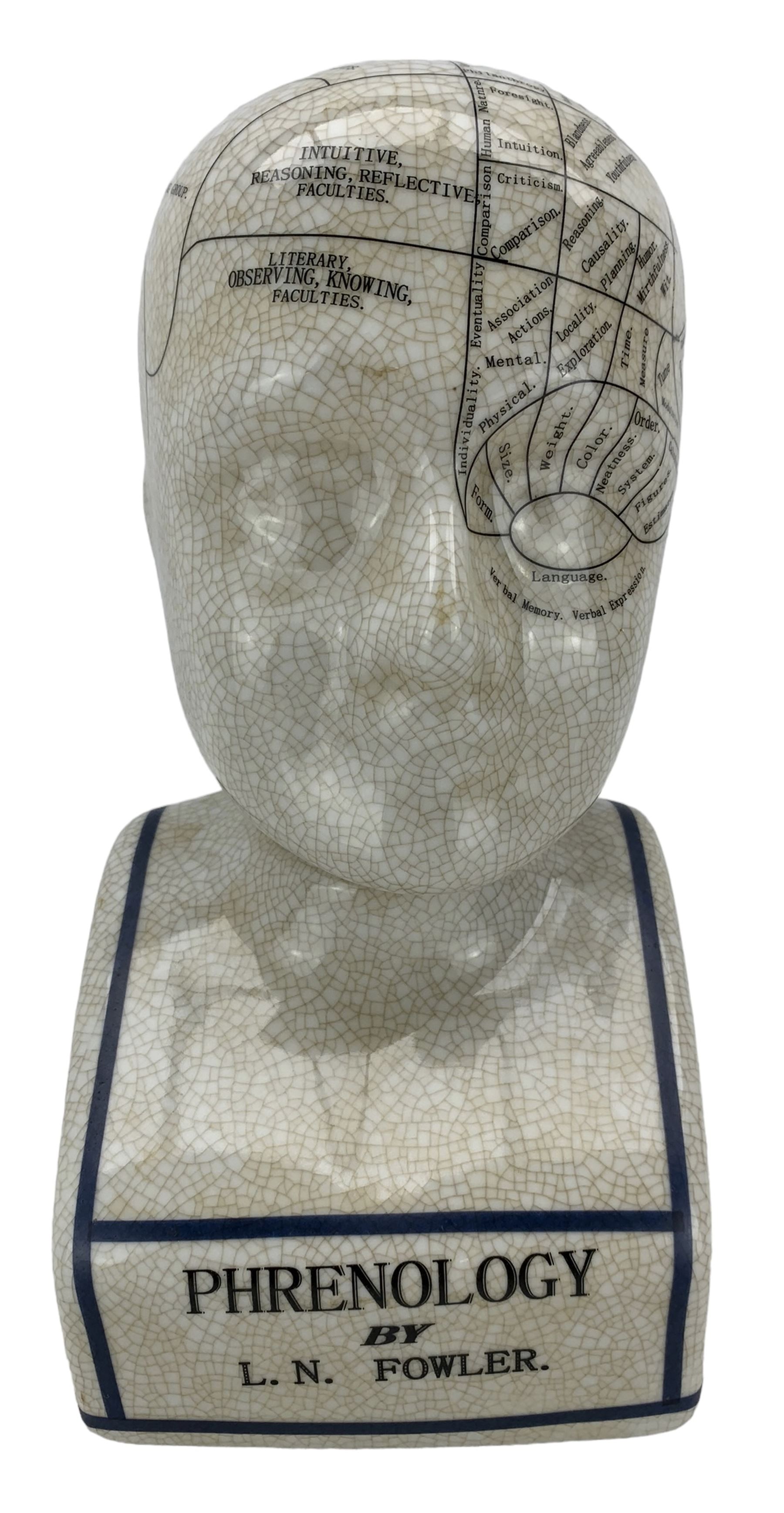 Ceramic Phrenology bust after L.N. Fowler