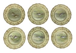 Set of six Victorian Doulton Burslem porcelain plates