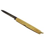 Sampson Mordan & Co. 18ct gold pocket knife with two fold out steel blades