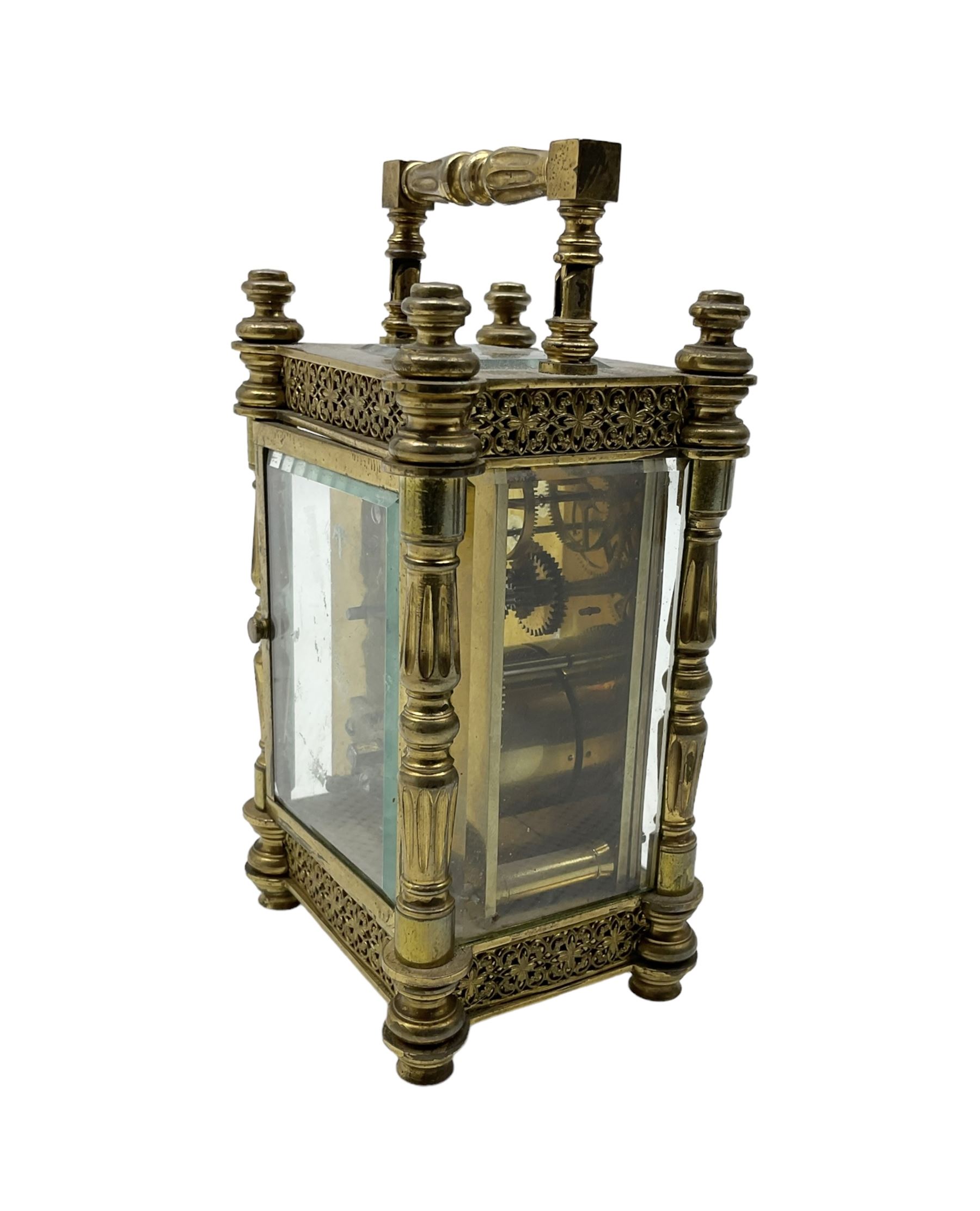French - Edwardian timepiece 8-day carriage clock c1910 with a decorative case cast finished in high - Image 5 of 5