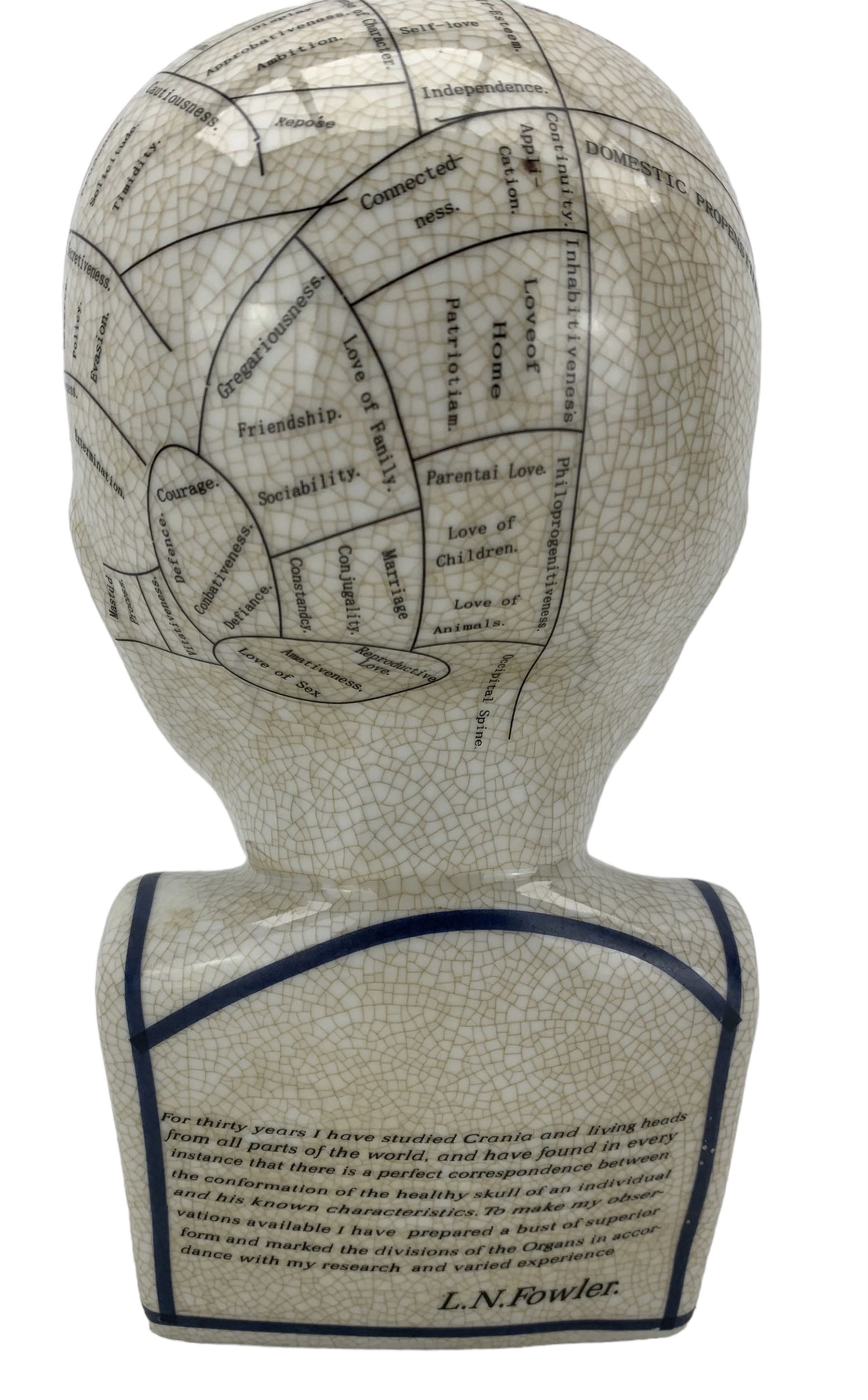 Ceramic Phrenology bust after L.N. Fowler - Image 3 of 4