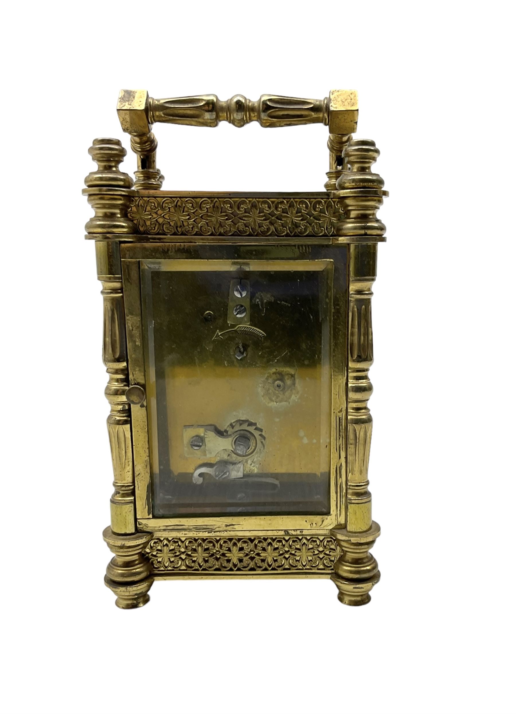 French - Edwardian timepiece 8-day carriage clock c1910 with a decorative case cast finished in high - Image 4 of 5