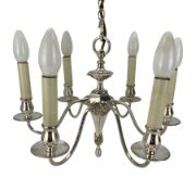 Neo-Classical style six branch silver-plated bronze electrolier