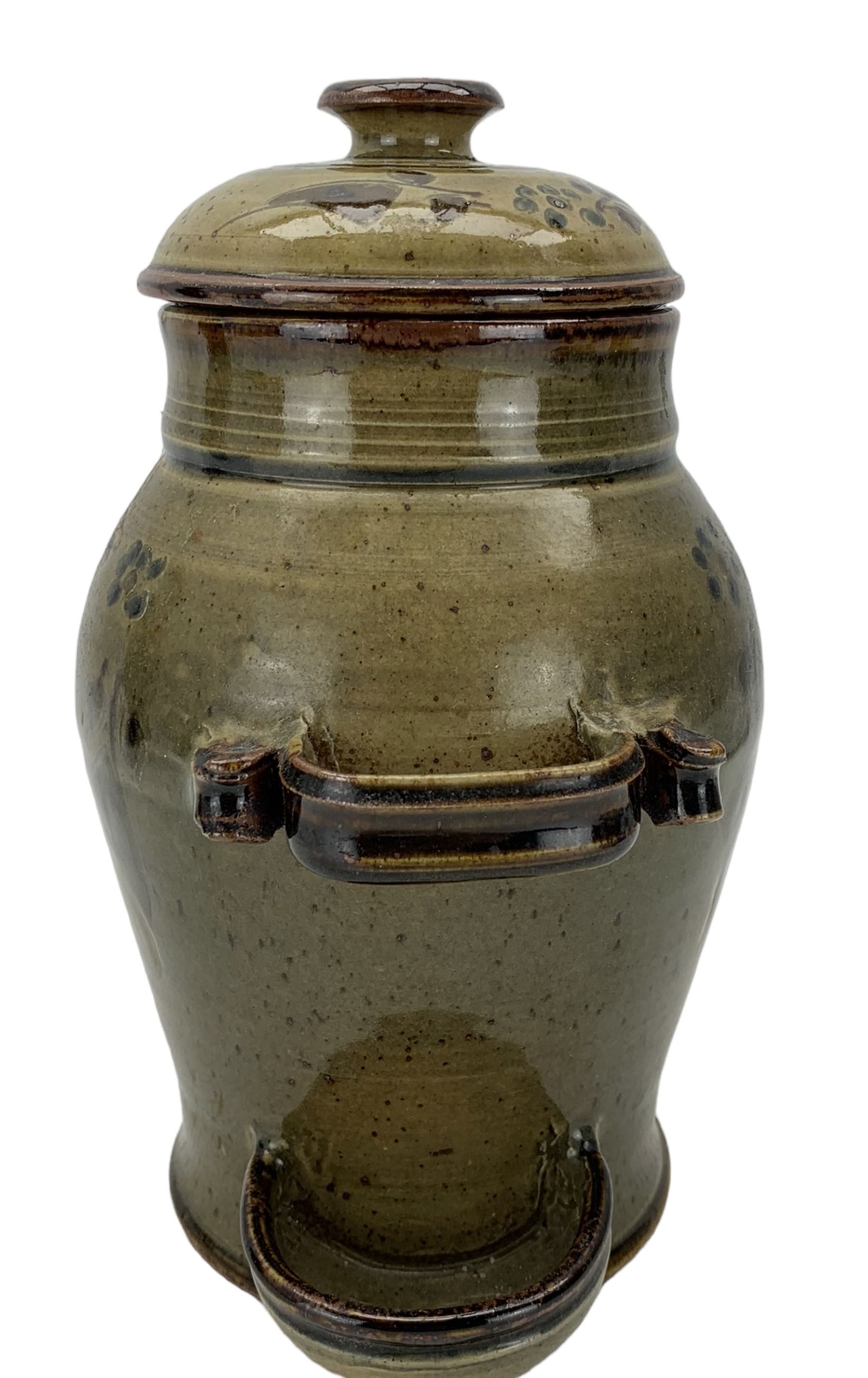 Rowlstone studio pottery vase by Michael Toovey of panel sided design with a brown glaze H30cm - Image 6 of 16