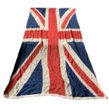 Large early 20th century Union Jack printed cotton flag with toggle
