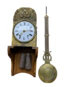 French - late19th century French Morbier or Comtoise clock movement with a later wall bracket