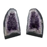 Pair of large amethyst geodes