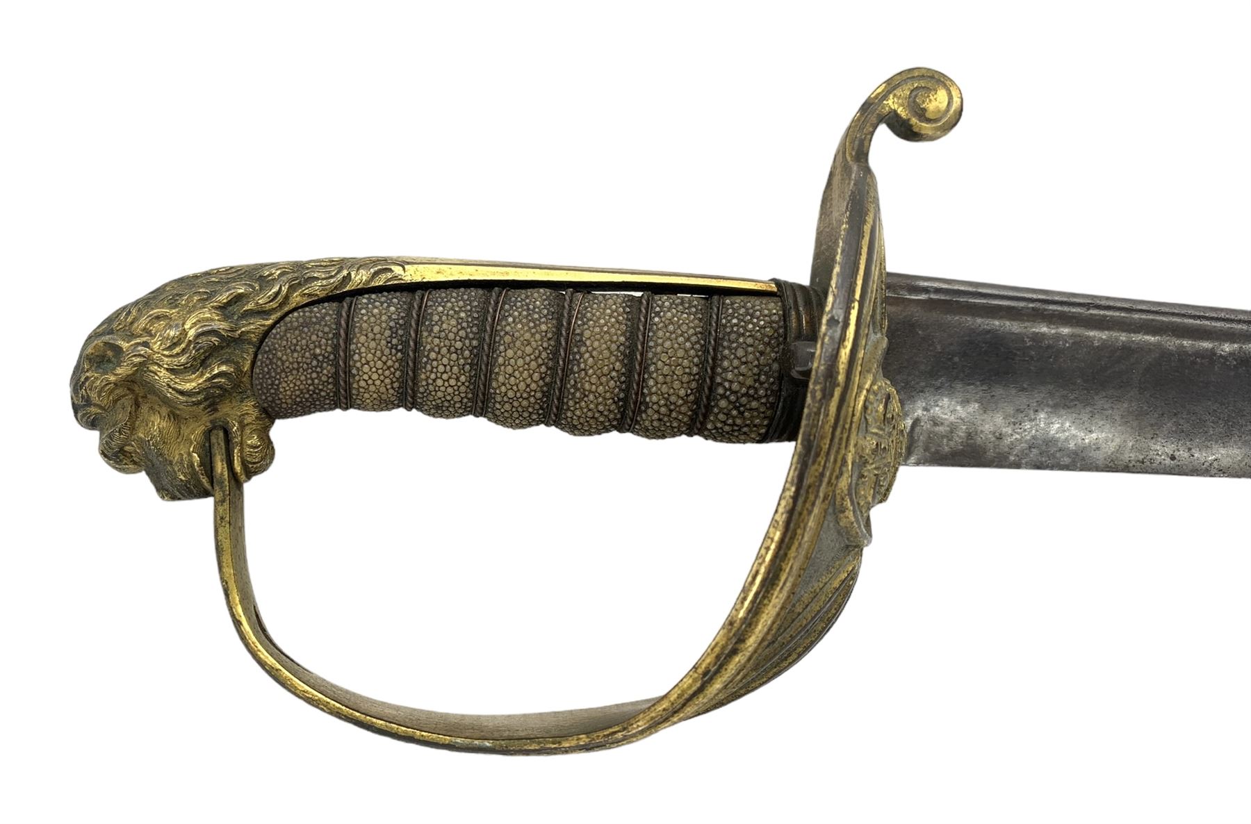 Early 19th century Naval officers sword with pipe back blade - Image 3 of 5