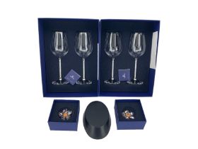 Two pairs of Swarovski wine glasses