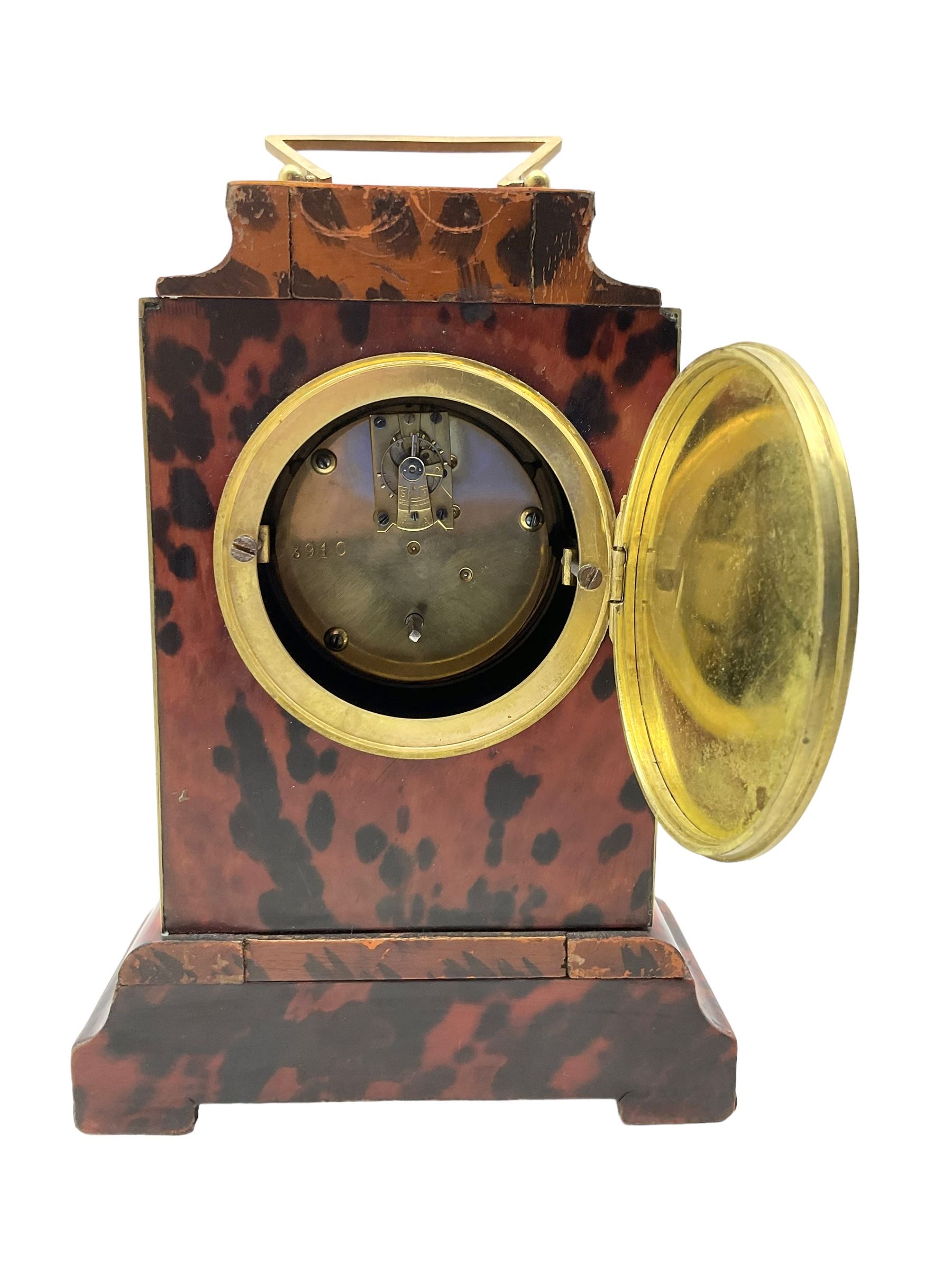 French - Early 20th century faux tortoiseshell mantle clock - Image 4 of 4
