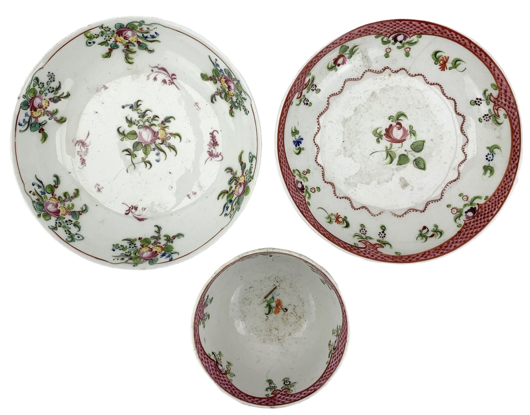 Early Worcester slop bowl decorated in the three flowers pattern c1780 - Image 4 of 9