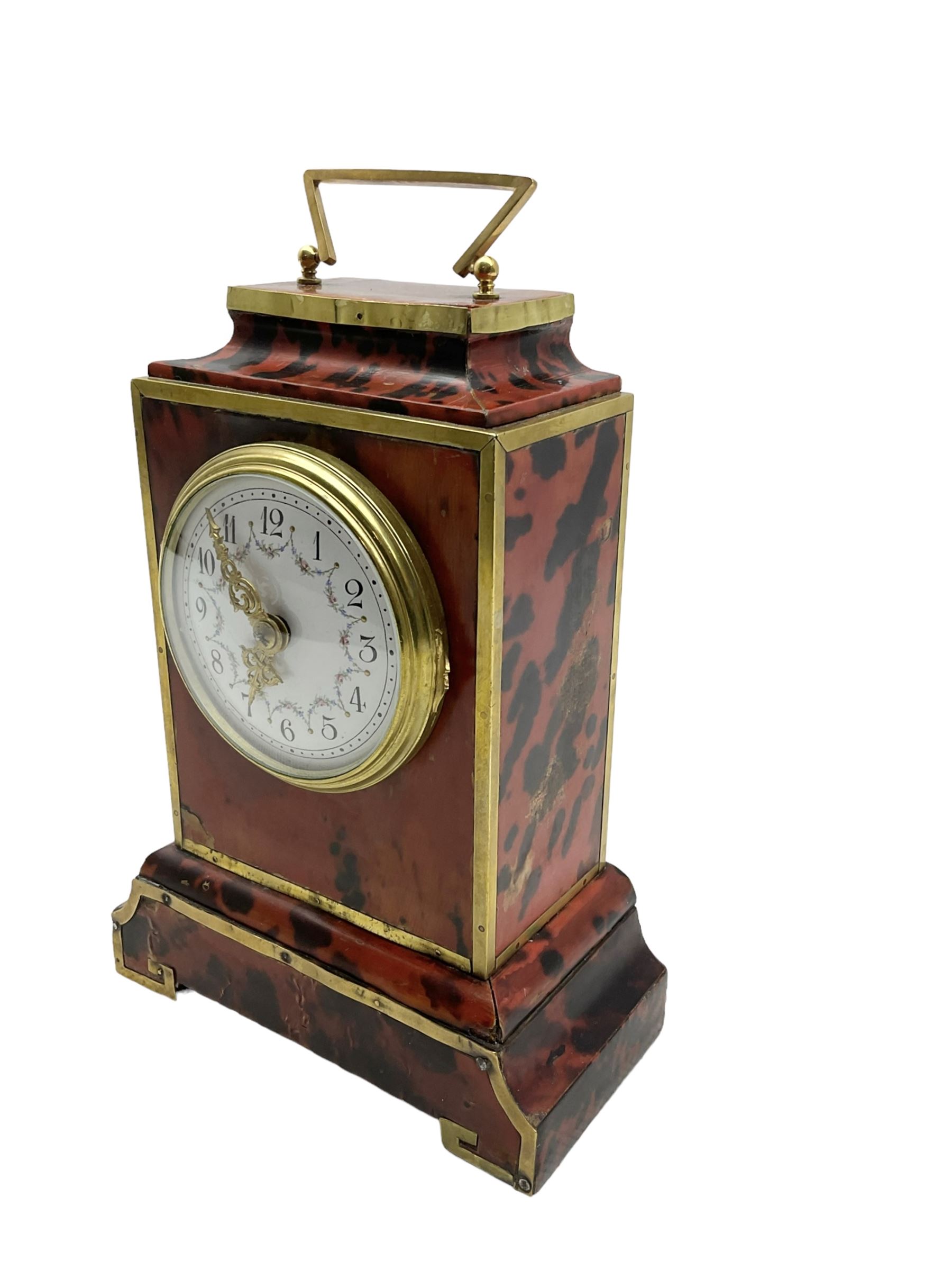 French - Early 20th century faux tortoiseshell mantle clock - Image 2 of 4