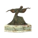 After Demetre Chiparus - Art Deco design patinated bronze figure 'Thais' on a marble base 52cm x 60c
