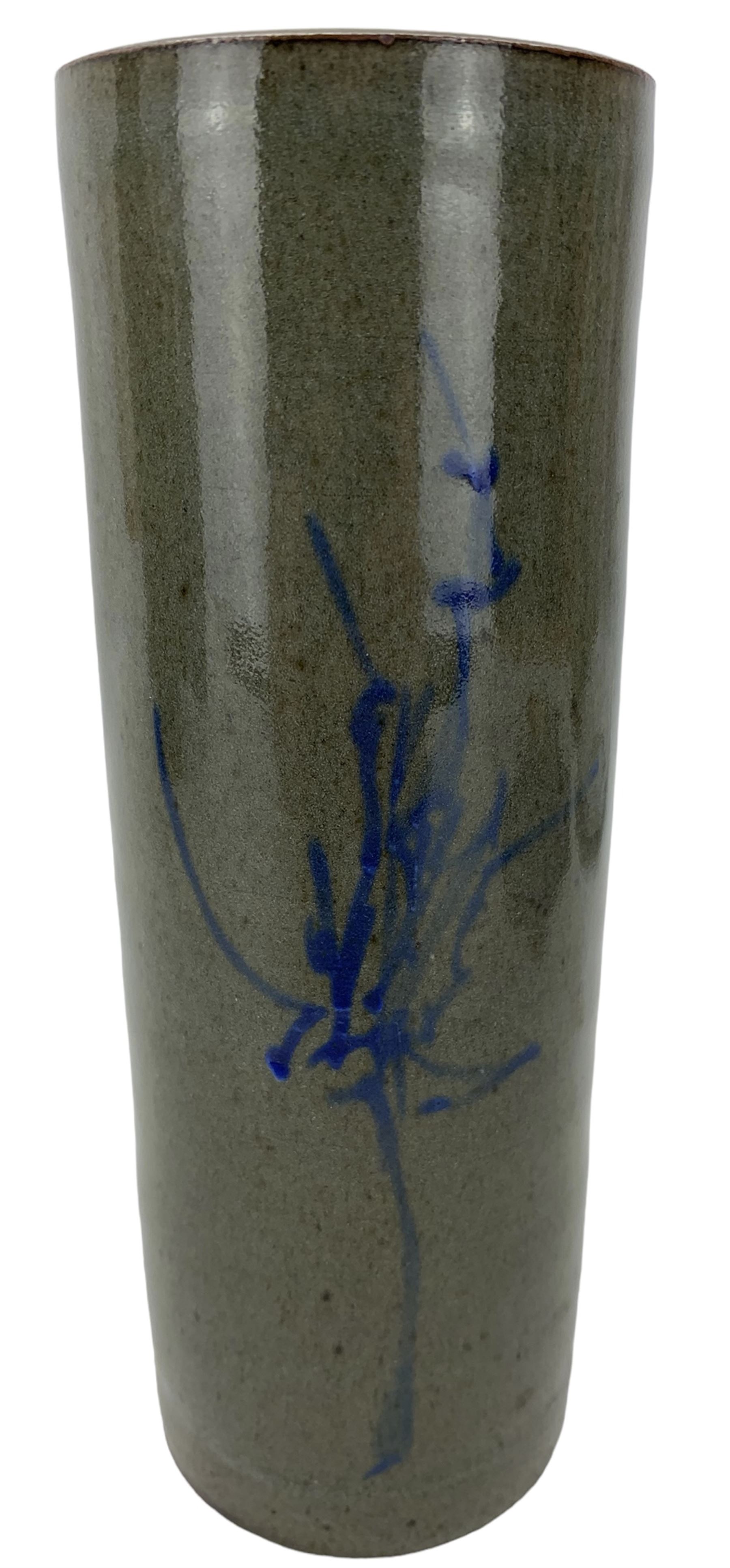 Rowlstone studio pottery vase by Michael Toovey of panel sided design with a brown glaze H30cm - Image 12 of 16