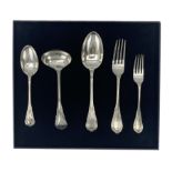 Quantity of late Victorian plated Lily pattern cutlery by John Neal comprising twelve table spoons