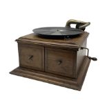 Early 20th century His Masters Voice oak cased table-top gramophone