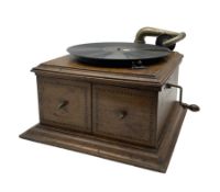 Early 20th century His Masters Voice oak cased table-top gramophone