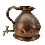 Victorian four gallon copper measure with brass tap and handle