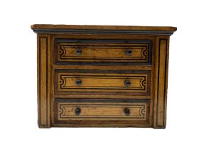 Early 20th century converted oak tabletop three-drawer chest with ebonised inlay