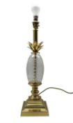 Cut crystal and gilt metal table lamp modelled as a pineapple on square stepped base