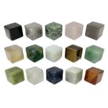 Fifteen cube mineral specimens