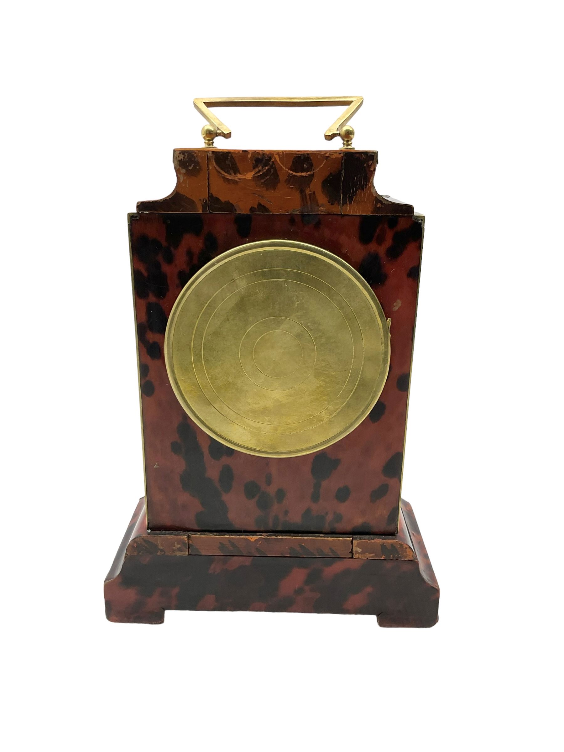 French - Early 20th century faux tortoiseshell mantle clock - Image 3 of 4