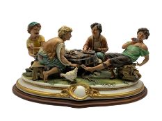 Large Capodimonte group 'The Card Players' by Luciano Cazzola