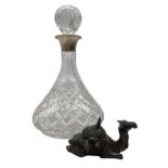 Early 20th century cast metal inkwell in the form of a seated camel