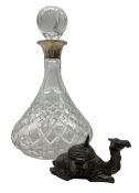 Early 20th century cast metal inkwell in the form of a seated camel
