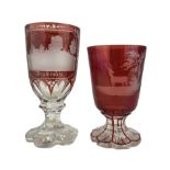 19th century Bohemian ruby overaly glass goblet