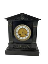 French slate Mantle Clock with pendulum.