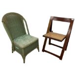 Lloyd Loom design bedroom chair with drawer (W48cm