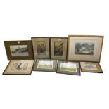 L Darcey (British early 20th century) three watercolours and one pencil sketch; two watercolours by