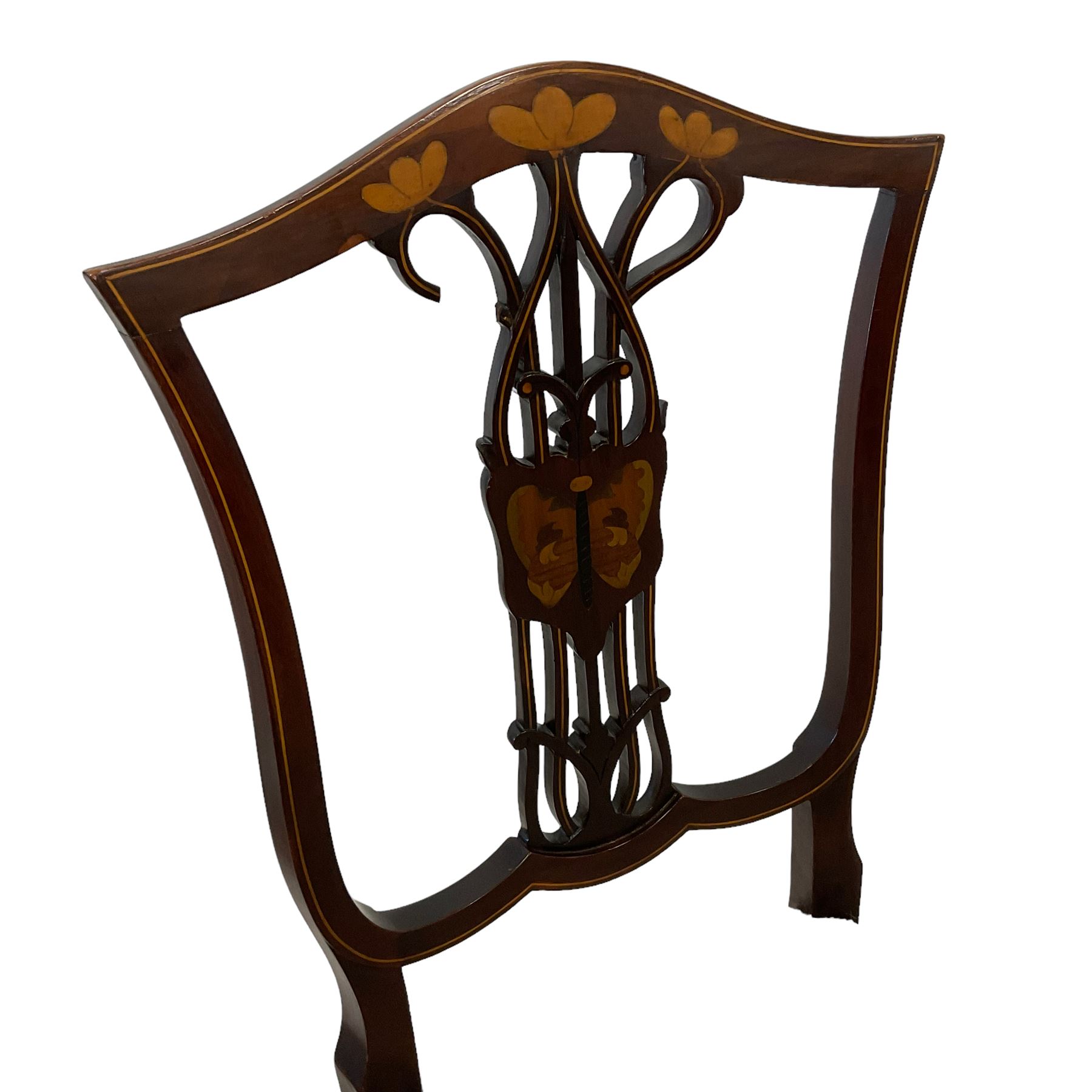 Pair late Victorian Art Nouveau period mahogany chairs - Image 2 of 7