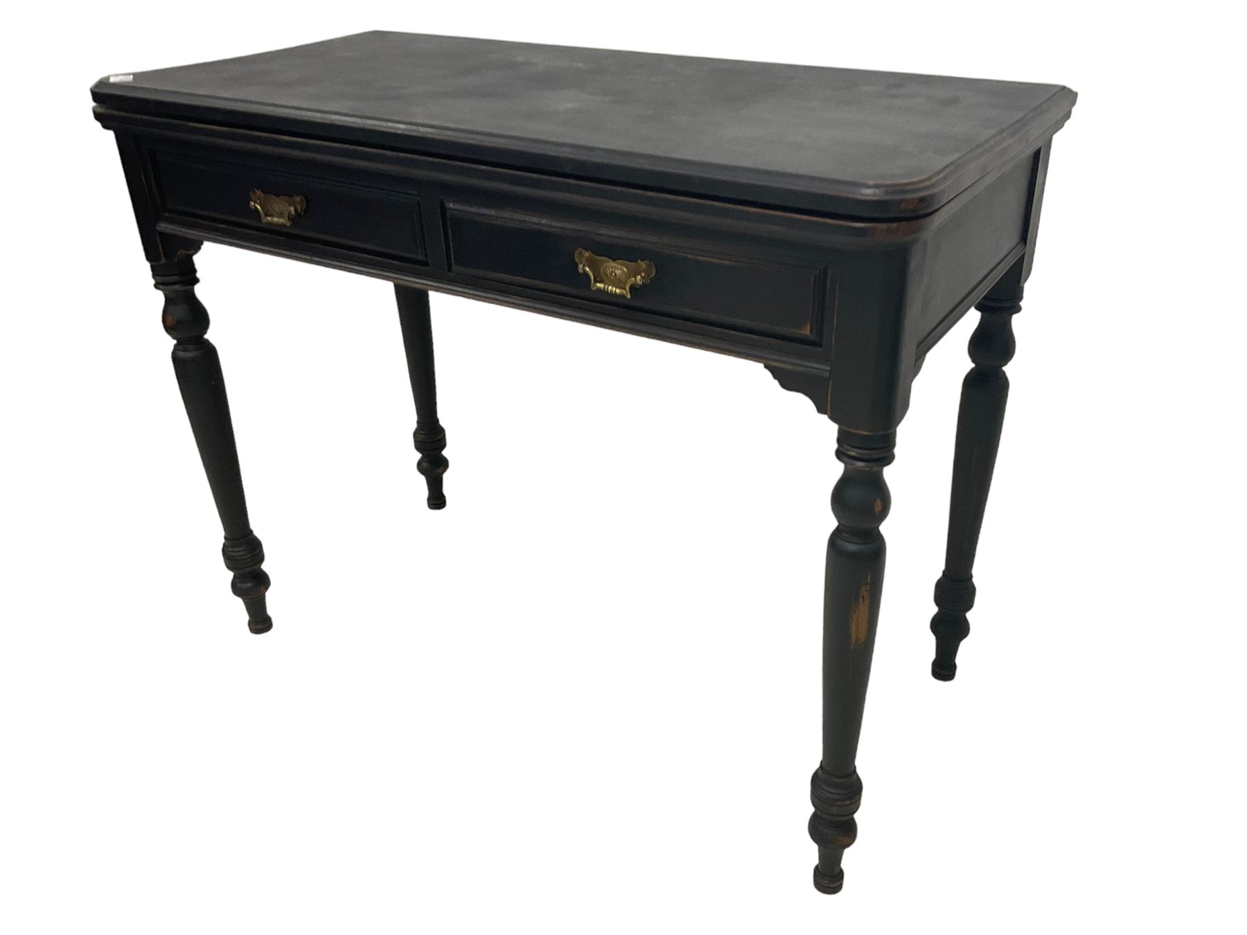 Early 20th century black and waxed finish mahogany card table - Image 2 of 7