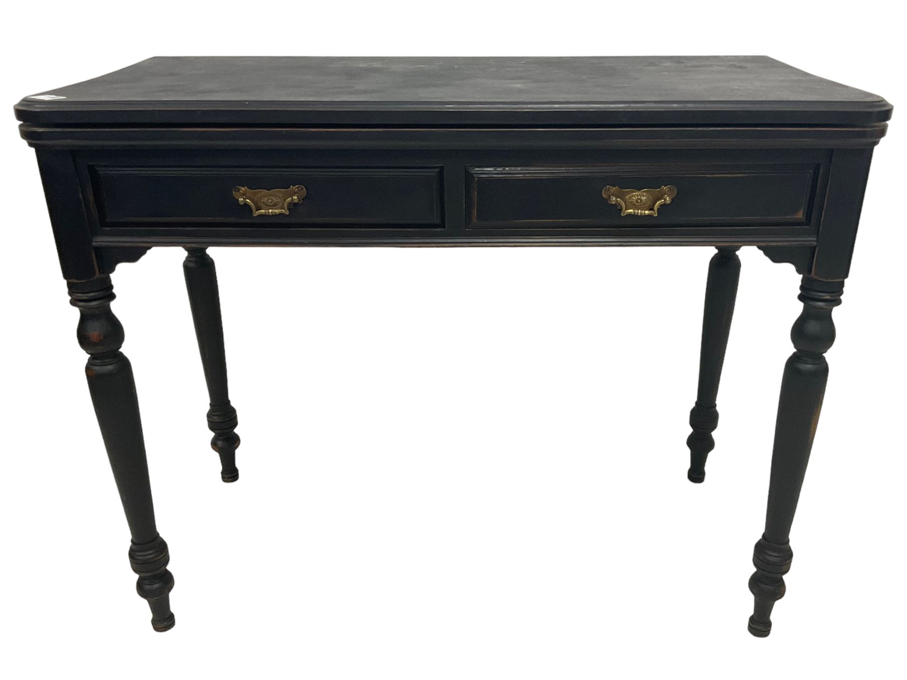 Early 20th century black and waxed finish mahogany card table