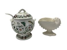 Large Portmeirion Botanic Garden soup tureen with cover and ladle H33cm and a Wedgwood nautilus shel